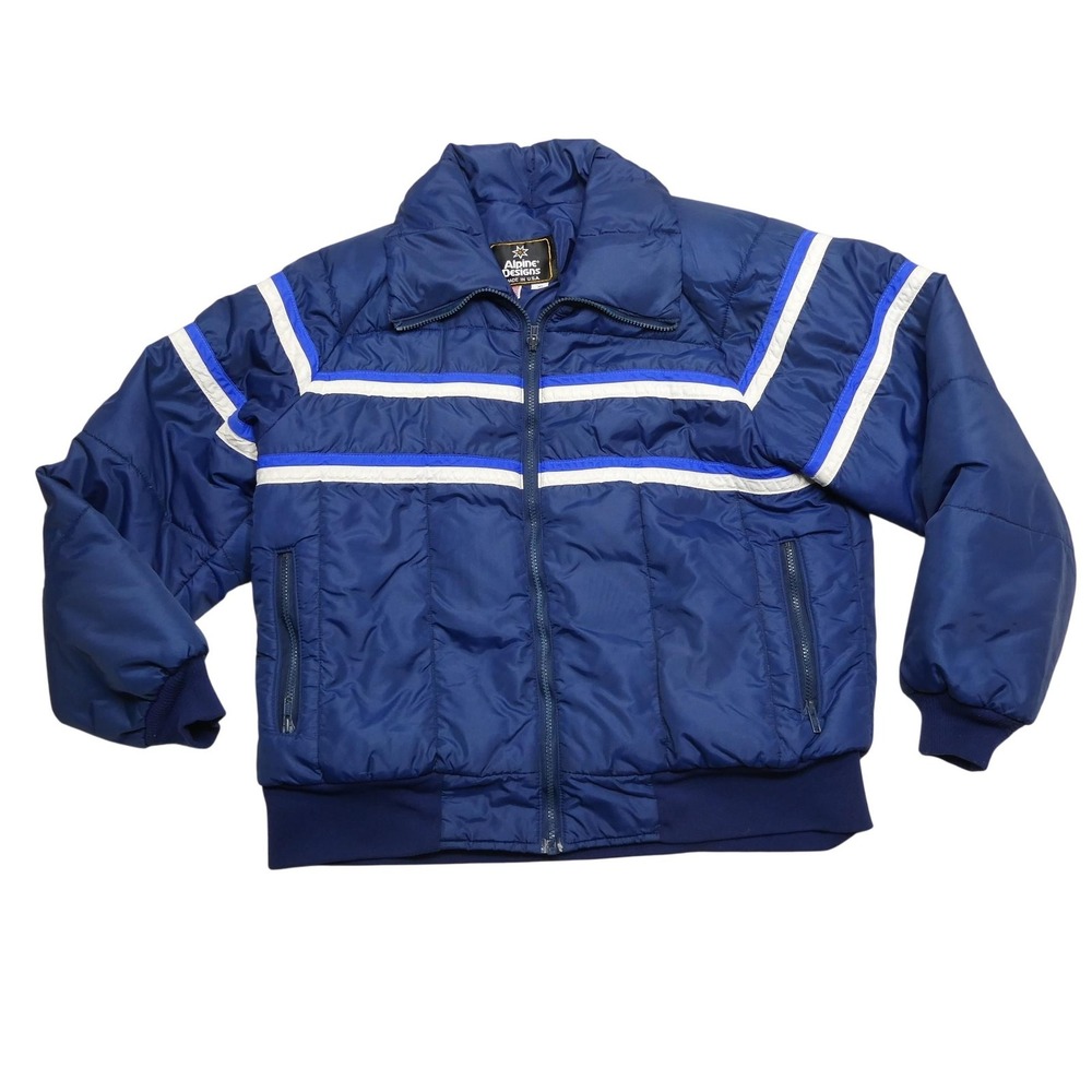 Vintage Alpine Design‎ Covington Parka Mens XL Blue Goose Down Ski Jacket USA